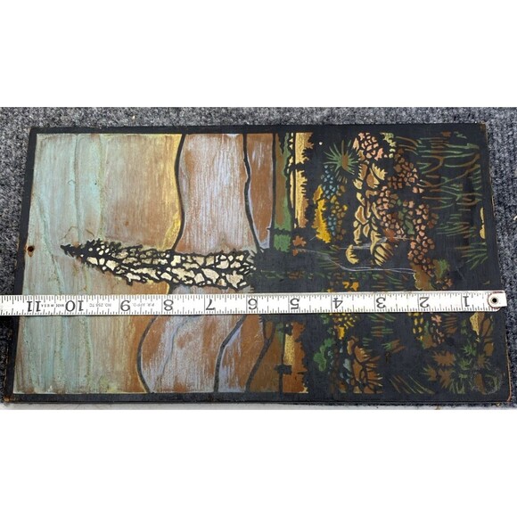 Wood Arts & Crafts Decorative Panel Carved Southwestern Landscape Desert Plaque - Picture 10 of 10